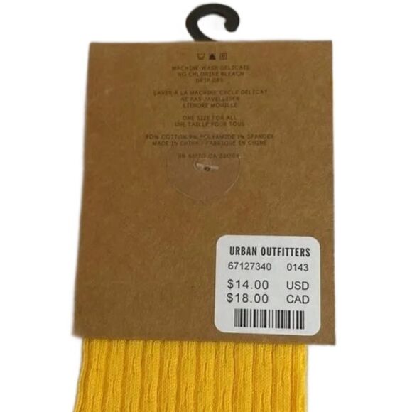 Urban Outfitters Willow Pointelle Crew Socks — Yellow Tangerine - Picture 2 of 4